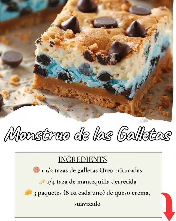 Cheesecake Monstruo de las Galletas decorado con trozos de galleta
