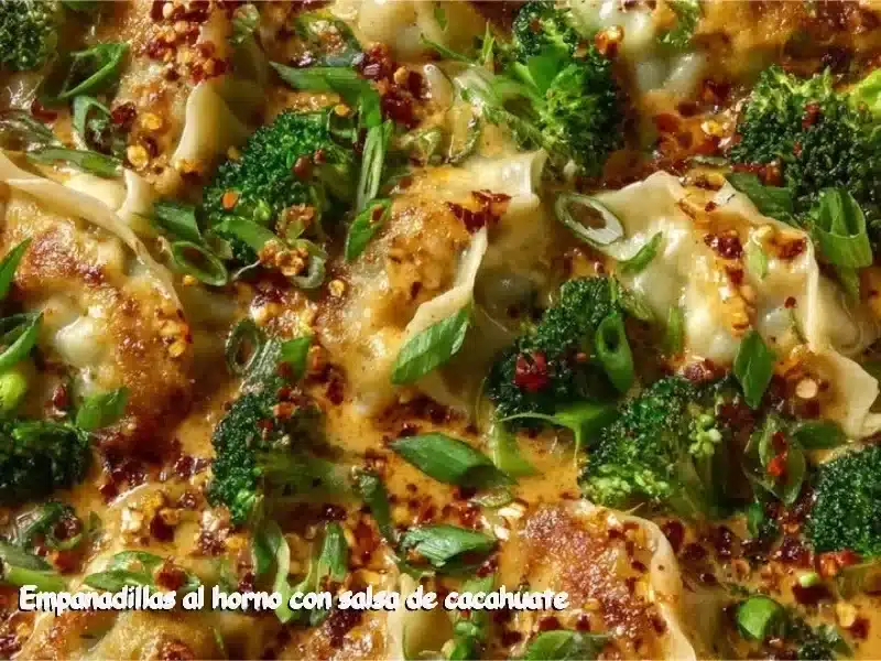 Empanadillas al horno con deliciosa salsa de cacahuate.