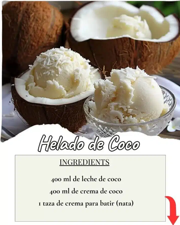 Helado de coco cremoso en un tazón, una deliciosa opción de postre tropical.
