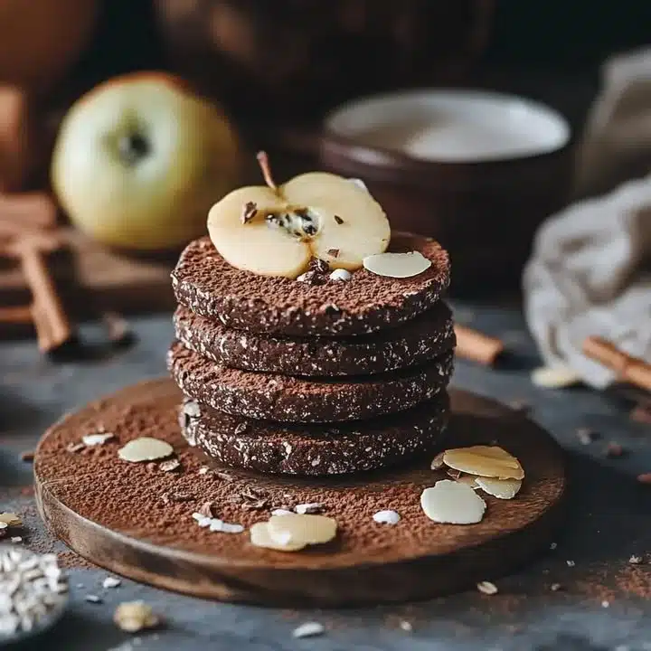 Galleta viral crujiente por fuera y suave por dentro, con manzana y cacao