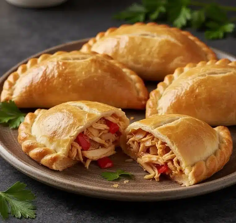 Empanadas de pollo caseras recién horneadas con un dorado atractivo