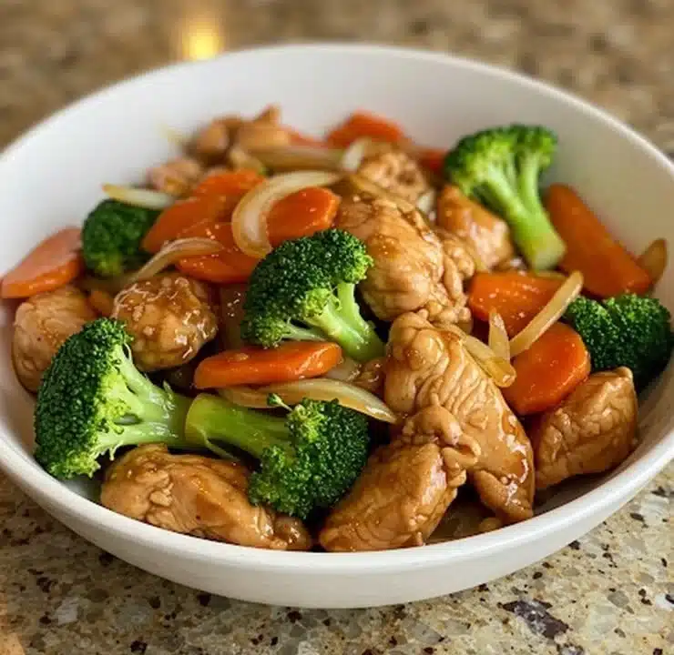 Plato de Pollo en Tiras con Verduras fresco y colorido